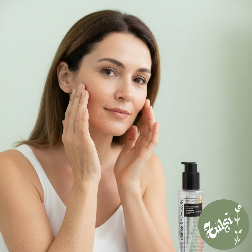 ¿Tu jabón de siempre ilumina tu piel? Mujer aplicando sérum limpiador facial Germaine de Capuccini