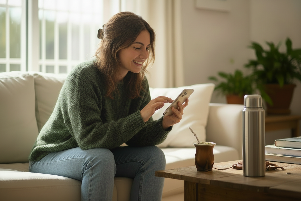 sacale la tapa al termo. La muchahca que sea de entre 30 y 40 años 