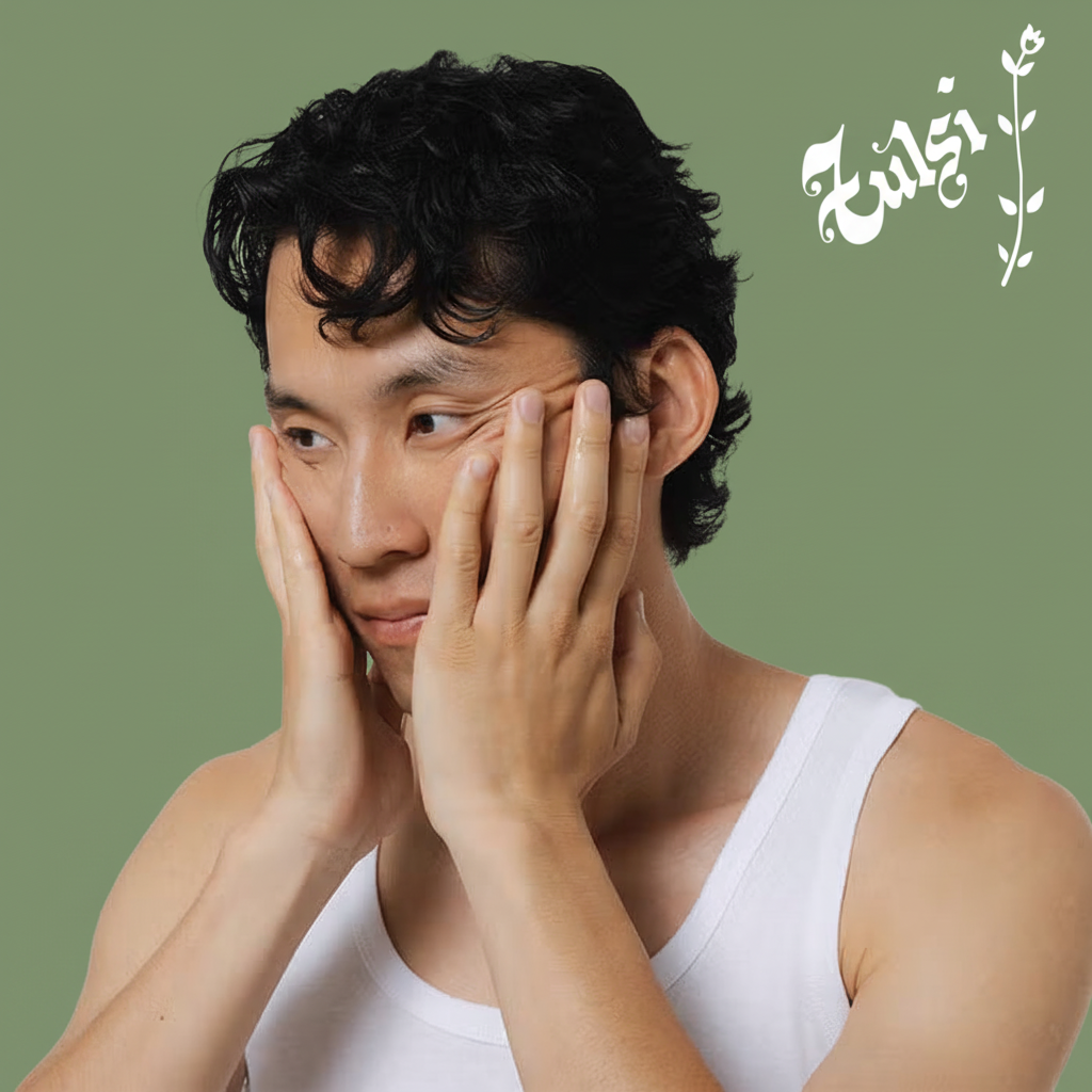 Hombre aplicando Peeling Renovador Nocturno Germain de Capuccini sobre el rostro – rutina de skincare nocturno |Tulsi - Uruguay | Maldonado | Canelones